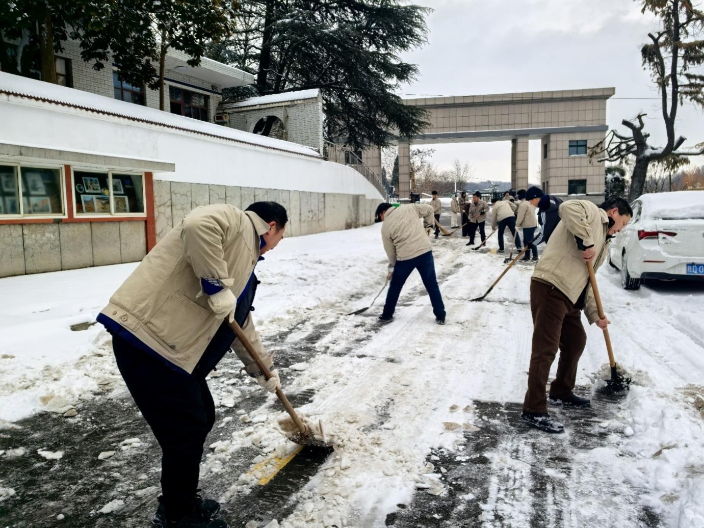 舜泰公司全员扫雪除冰保畅通